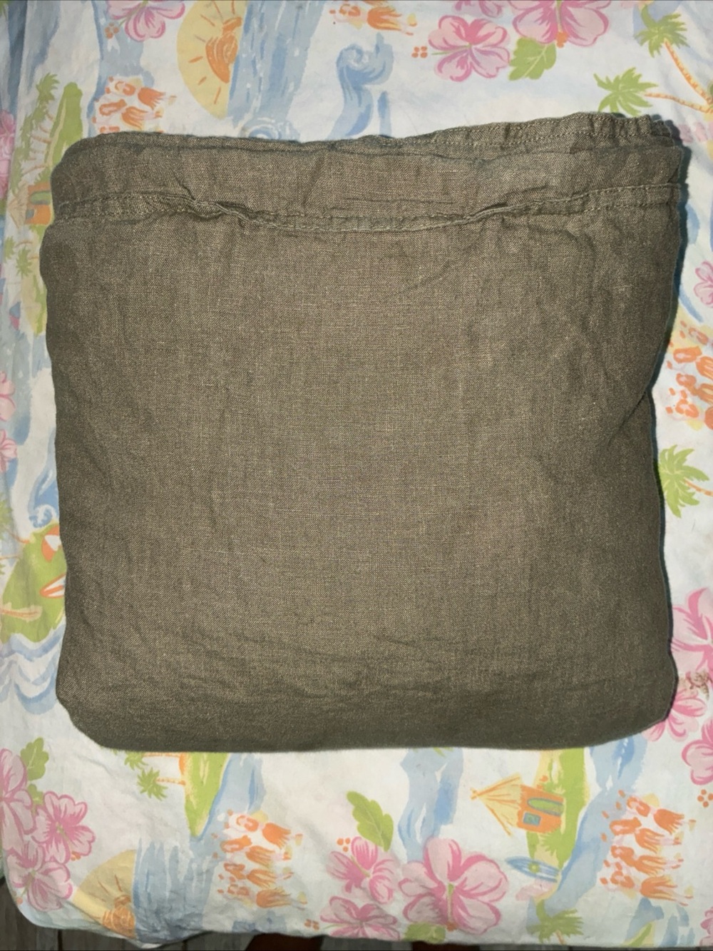 XZ XIFA Olive Green Linen Duvet Cover Full Queen 100% Washed French Flax Linen